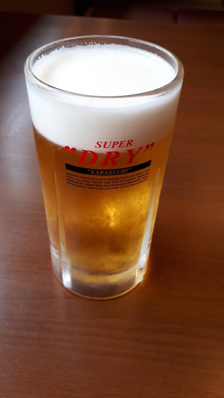 Asahi Super Dry draft beer after the hike