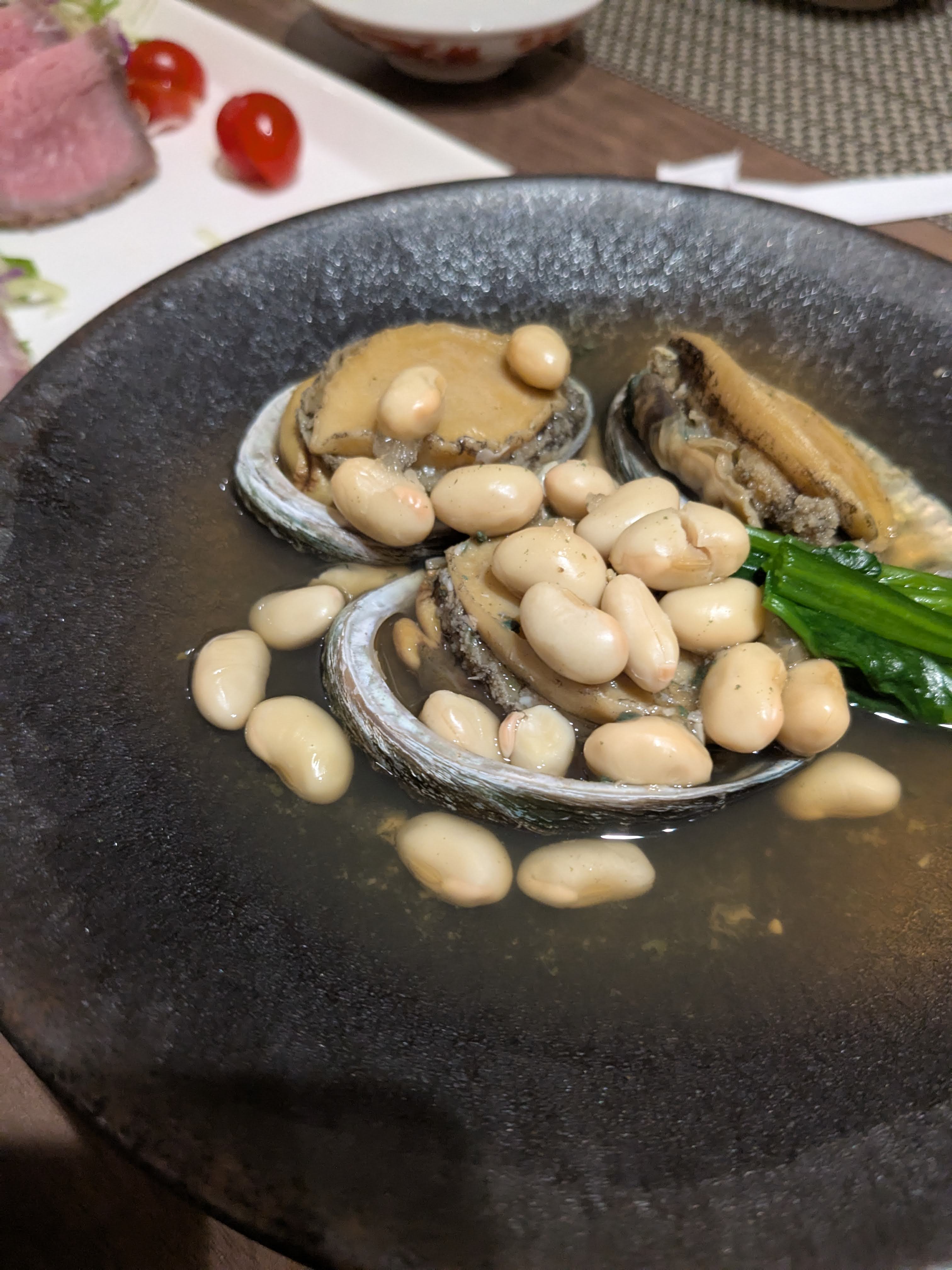 アワビと白豆の煮物